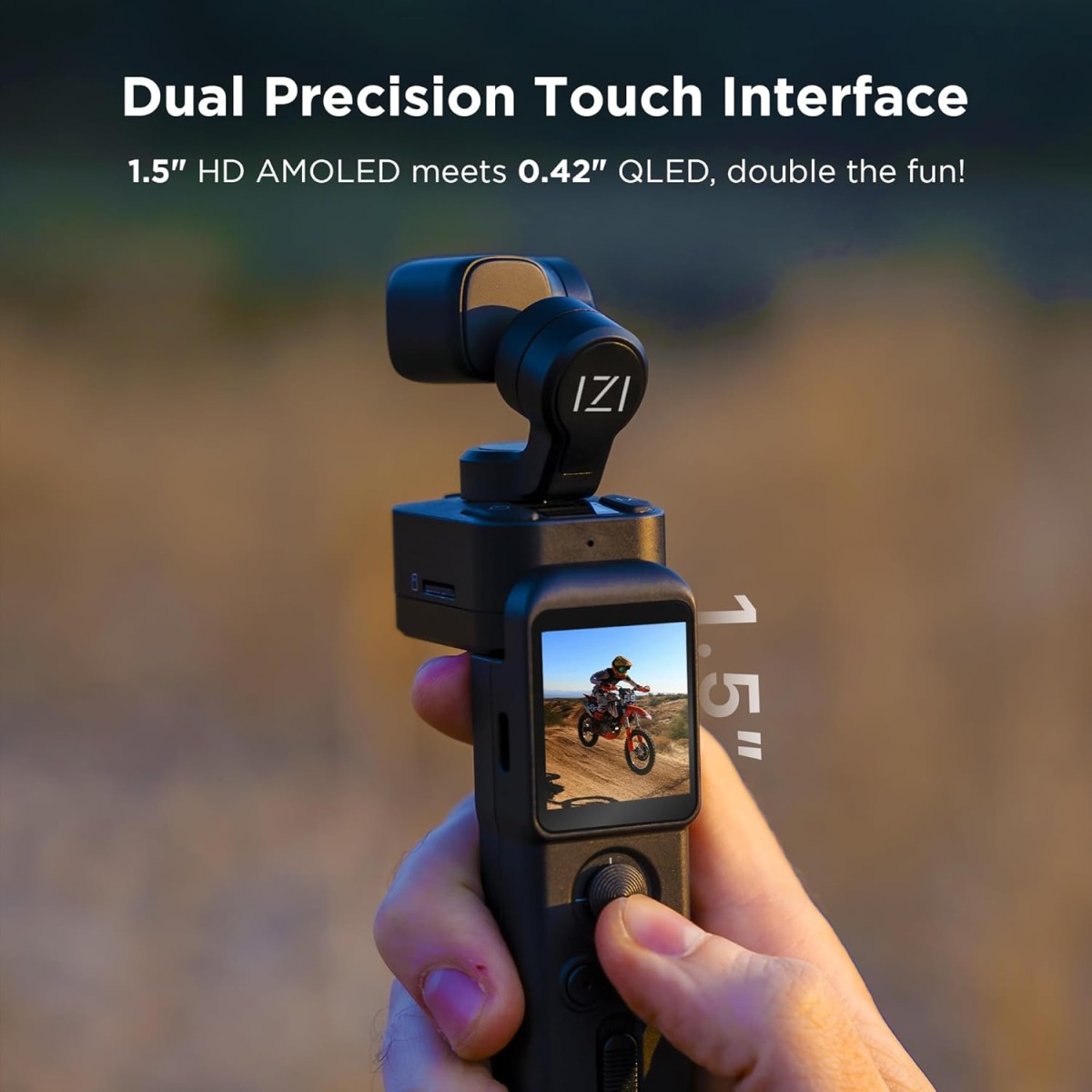 IZI GO-X Smartphone Handheld Gimbal Stabilizer, 3-Axis, OLED Display, LED Fill Light, Wireless Charge Pad, Android, iPhone, Live Video, Instagram, YouTube, Shot Guide, Smart AI Track, Portable Gimbal.