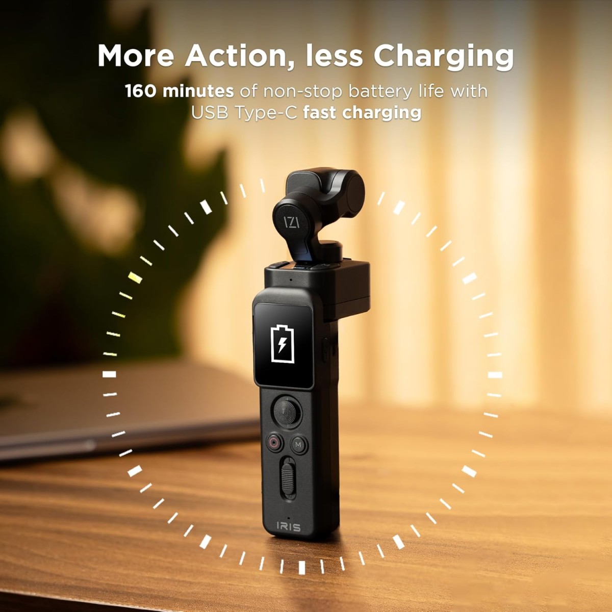 IZI GO-X Smartphone Handheld Gimbal Stabilizer, 3-Axis, OLED Display, LED Fill Light, Wireless Charge Pad, Android, iPhone, Live Video, Instagram, YouTube, Shot Guide, Smart AI Track, Portable Gimbal.