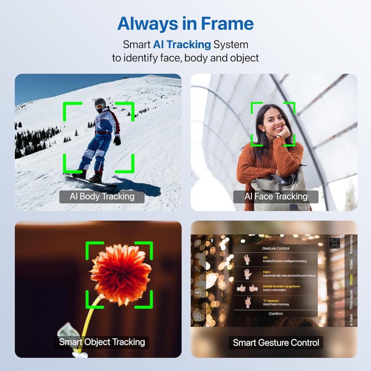 IZI GO-X Smartphone Handheld Gimbal Stabilizer, 3-Axis, OLED Display, LED Fill Light, Wireless Charge Pad, Android, iPhone, Live Video, Instagram, YouTube, Shot Guide, Smart AI Track, Portable Gimbal.