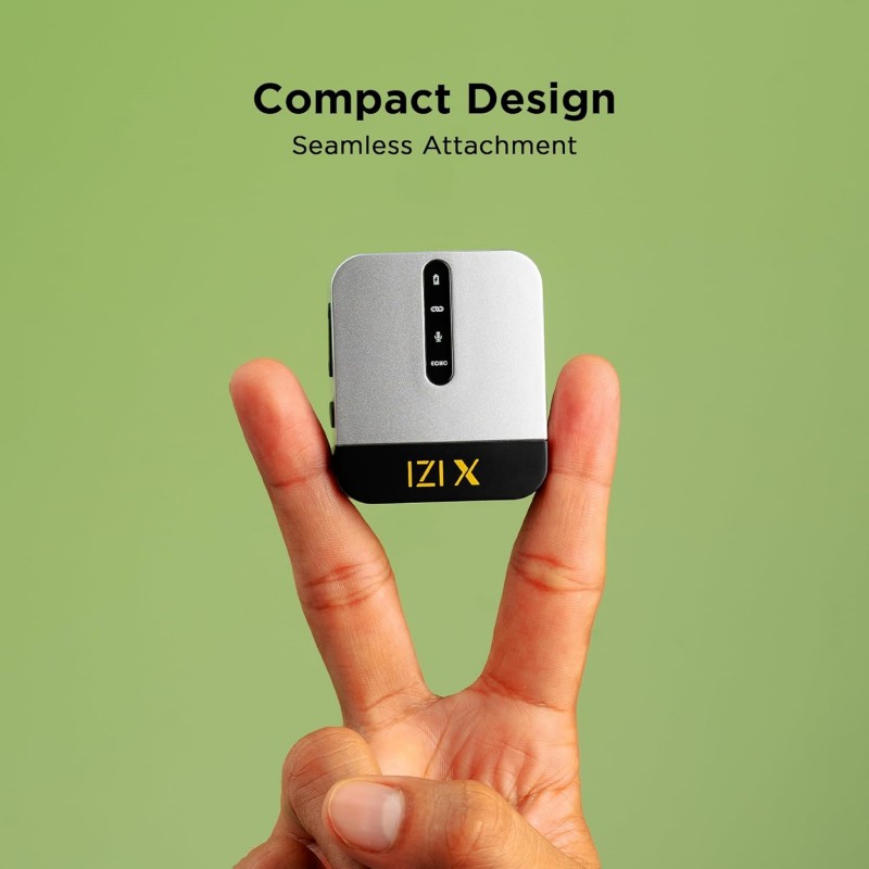 IZI X Dual Channel Wireless Microphone, 360° Omnidirectional, 120M Range, 16Hr Playback, Active Noise Cancellation, Fast Charging, DSLR & Android/iOS Compatible, Ideal for Vlogging IZI X Dual Channel Wireless Microphone, 360° Omnidirectional, 120M Range, 16Hr Playback, Active Noise Cancellation, Fast Charging, DSLR & Android/iOS Compatible, Ideal for Vlogging