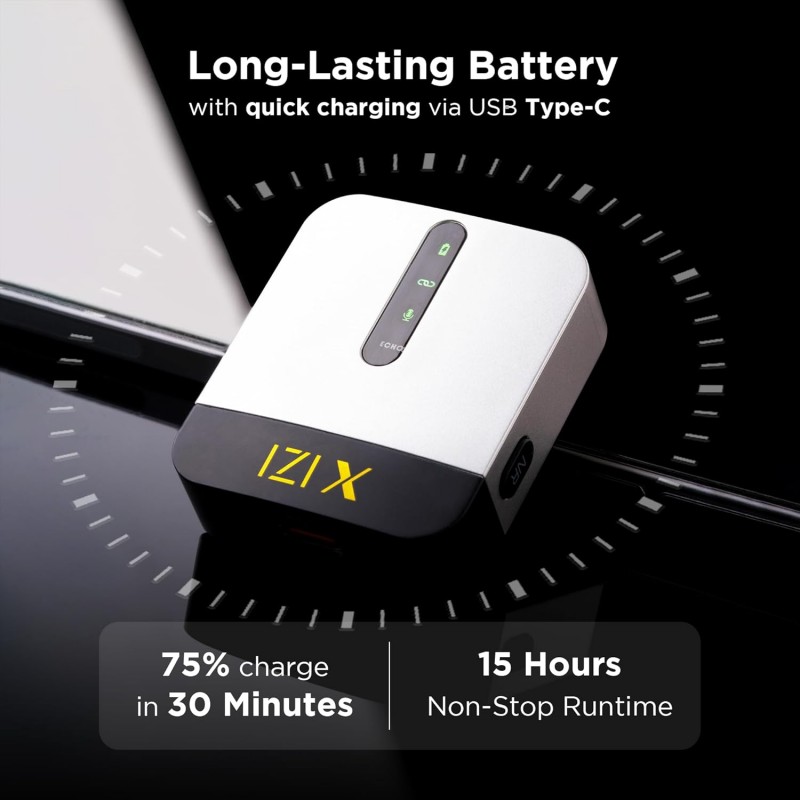 IZI X Dual Channel Wireless Microphone, 360° Omnidirectional, 120M Range, 16Hr Playback, Active Noise Cancellation, Fast Charging, DSLR & Android/iOS Compatible, Ideal for Vlogging IZI X Dual Channel Wireless Microphone, 360° Omnidirectional, 120M Range, 16Hr Playback, Active Noise Cancellation, Fast Charging, DSLR & Android/iOS Compatible, Ideal for Vlogging
