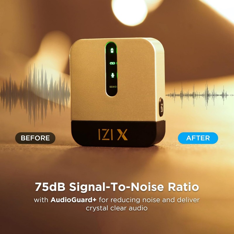 IZI X Dual Channel Wireless Microphone, 360° Omnidirectional, 120M Range, 16Hr Playback, Active Noise Cancellation, Fast Charging, DSLR & Android/iOS Compatible, Ideal for Vlogging IZI X Dual Channel Wireless Microphone, 360° Omnidirectional, 120M Range, 16Hr Playback, Active Noise Cancellation, Fast Charging, DSLR & Android/iOS Compatible, Ideal for Vlogging