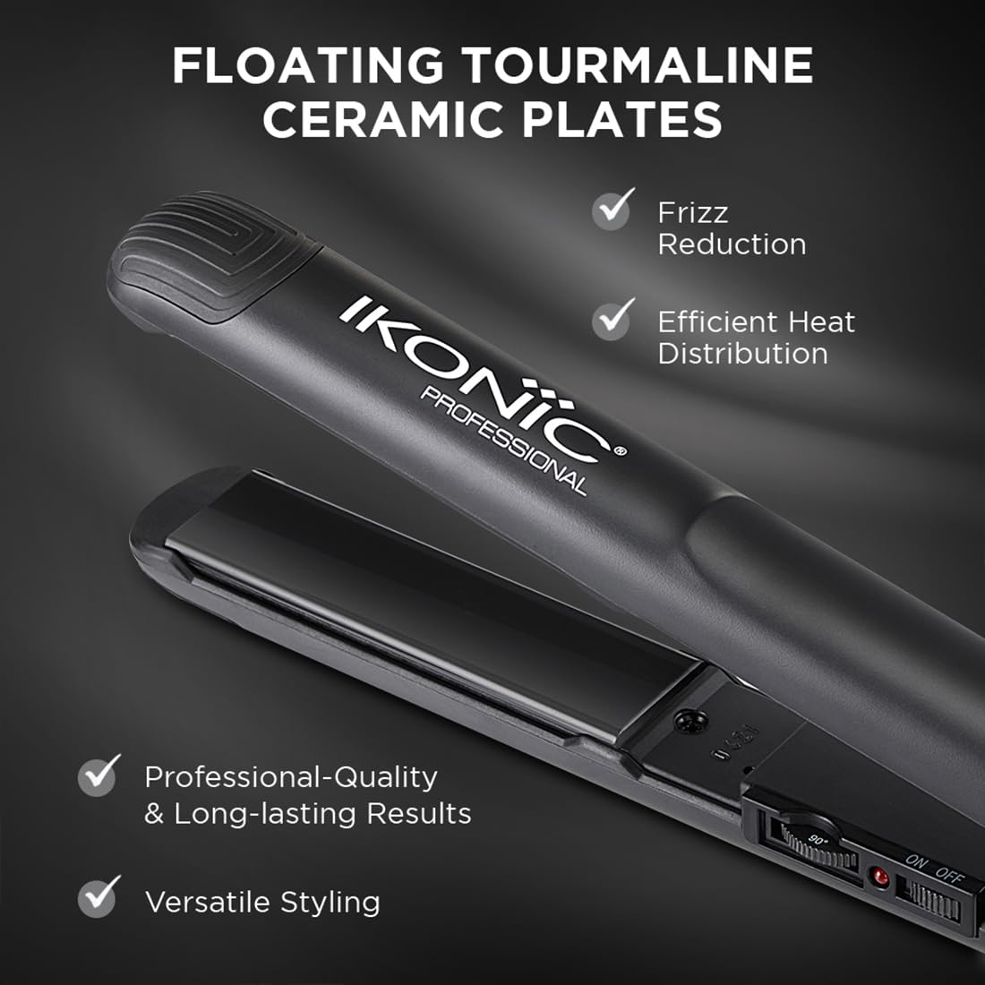 Ikonic Glam Hair Straightener For Women With Professional Cutting-Edge Floating Tourmaline Ceramic Plates Ideal For Straightening, Curls, Waves Auto Controlled Heat Setting Super Stylish