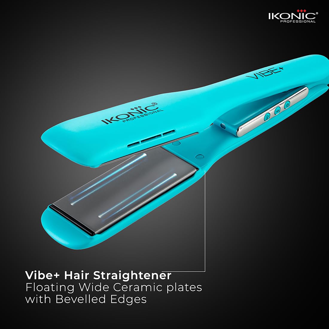 Ikonic Professional Vibe+ Hair Straightener-Teal| Straightener with AI Technology| Wider Ceramic Floating Plates| Ionic Technology|Instant Heat Up & Easy to Use