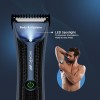 Ikonic Trimmer Body and Hygiene Trimmer for Men - Beard, Body, Hair Gromming, With Three Comb Attachment, Waterproof , Advanced Stainless Steel, Battery Runtime Up to 90 Mins, Charging Dock, Color- Blue