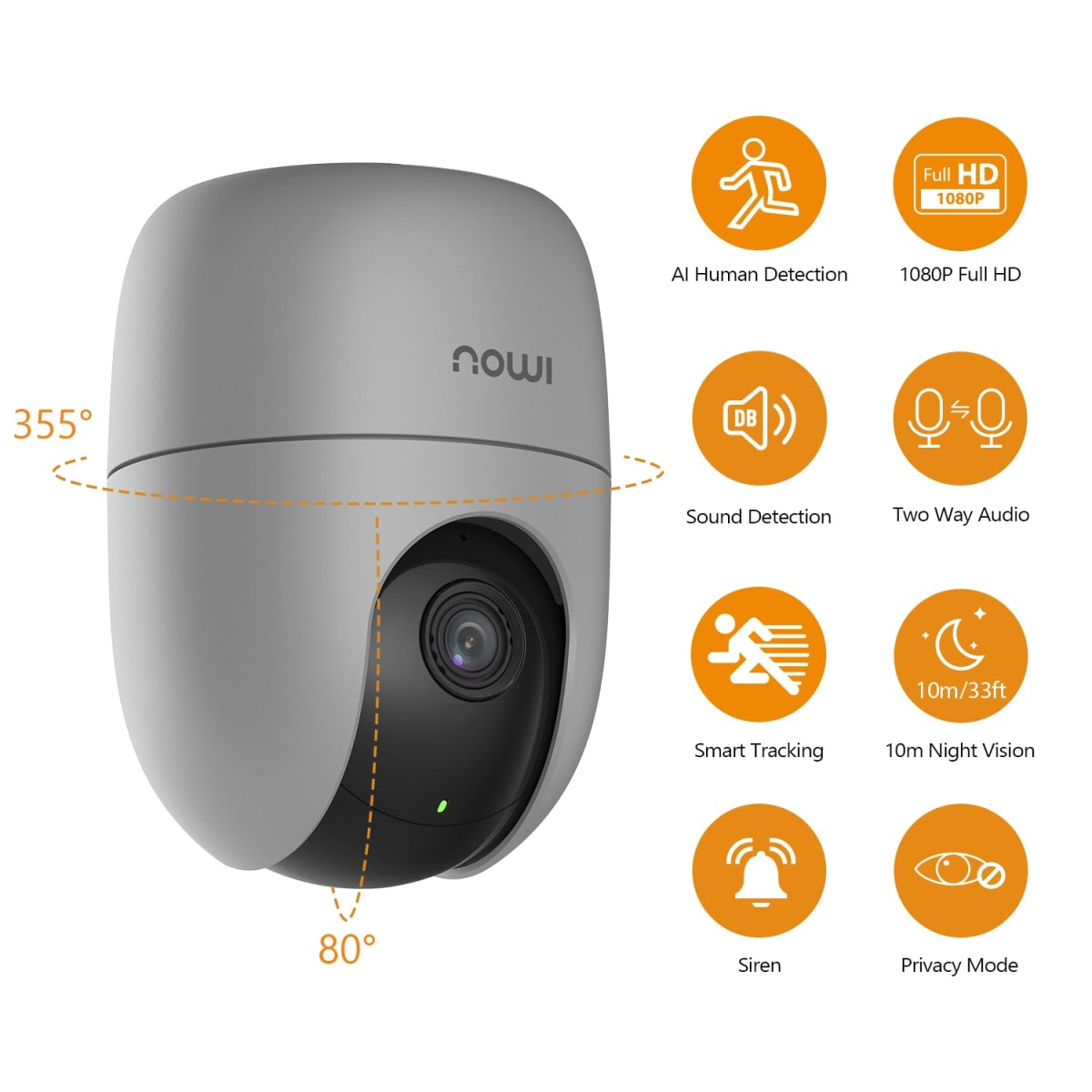 Imou 3MP CCTV Camera for Home Outdoor, 360° Security WiFi Camera, Full Color Night Vision 30M, Human Detection, 2-Way Talk, Siren Alarm, Compatible with Alexa, Supports 512GB SD Card, IP66, DK7