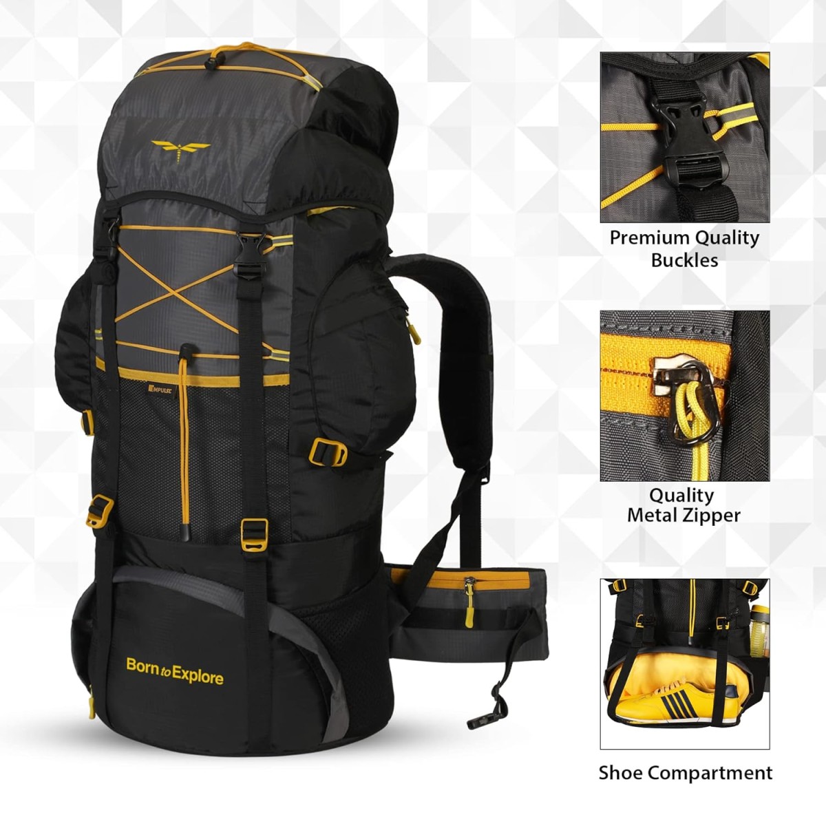 Impulse rucksack bags 75 litres travel bag for men tourist bag for travel backpack for hiking trekking Bag for men camping thames blue bag with 1 Year Warranty