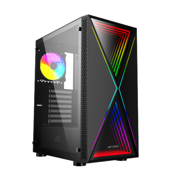 Ant Esports ‎Infinity X Mid Tower Cabinet with USB 2.0 and USB 3.0 Ports Compatible with Gaming Console (Black)