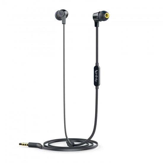 Infinity by Harman Zip 100 Wired in Ear Headphones with Mic (Charcoal Black)
