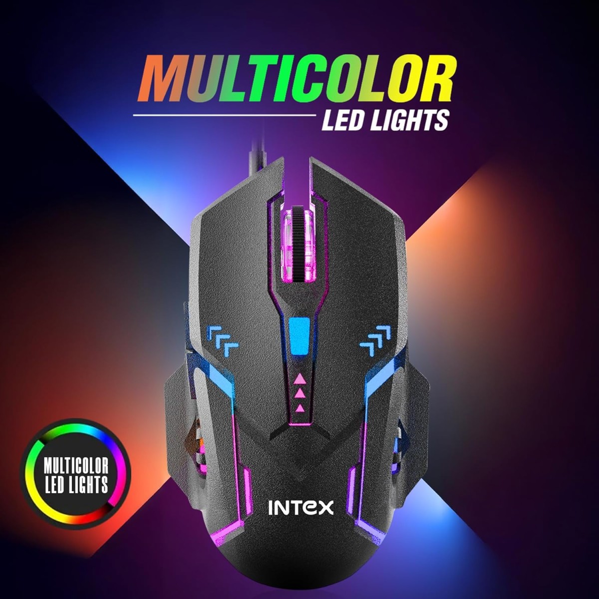 Intex Nova Gaming Wired Mouse 4 DPI Shift with Max 3200 DPI RGB Light 1 Million Button & Smooth Scrolling 1.4m Plug & Play Cable