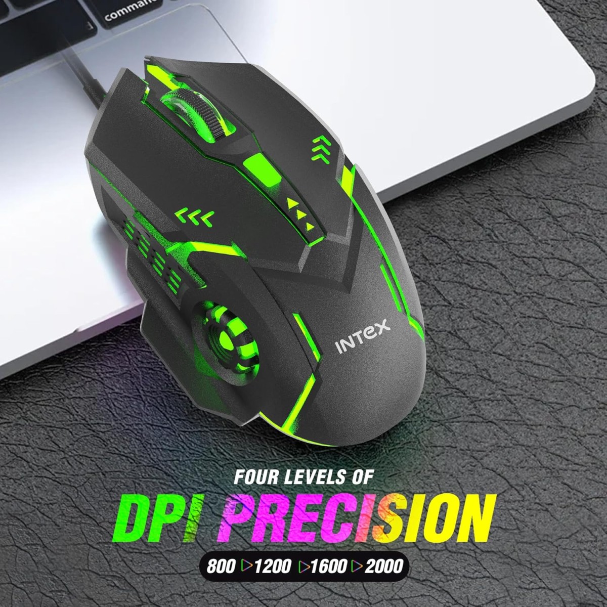 Intex Nova Gaming Wired Mouse 4 DPI Shift with Max 3200 DPI RGB Light 1 Million Button & Smooth Scrolling 1.4m Plug & Play Cable