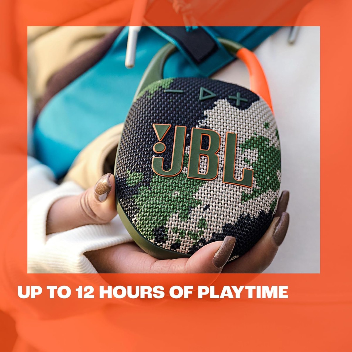 JBL Clip 5, Wireless Ultra Portable Bluetooth Speaker,Pro Sound, 12hrs of Playtime,Integrated Carabiner,Vibrant Colors with Rugged Fabric Design, Dust & Waterproof, Type C (Without Mic,Black & Orange) JBL Clip 5, Wireless Ultra Portable Bluetooth Speaker,Pro Sound, 12hrs of Playtime,Integrated Carabiner,Vibrant Colors with Rugged Fabric Design, Dust & Waterproof, Type C (Without Mic,Black & Orange)