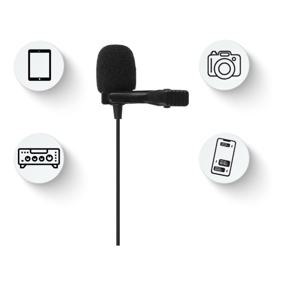 JBL Commercial CSLM20B Auxiliary Omnidirectional Lavalier Microphone with Battery for Content Creation,