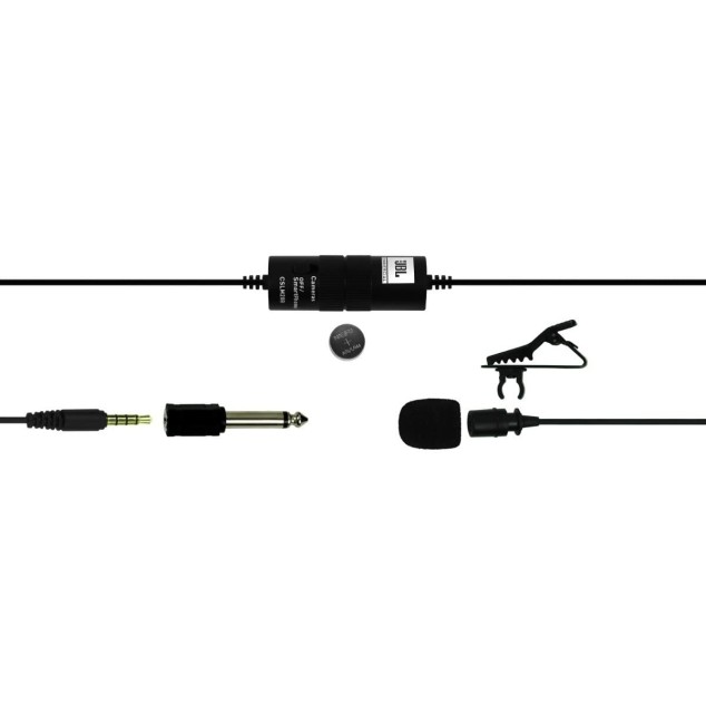 JBL Commercial CSLM20B Auxiliary Omnidirectional Lavalier Microphone with Battery for Content Creation,