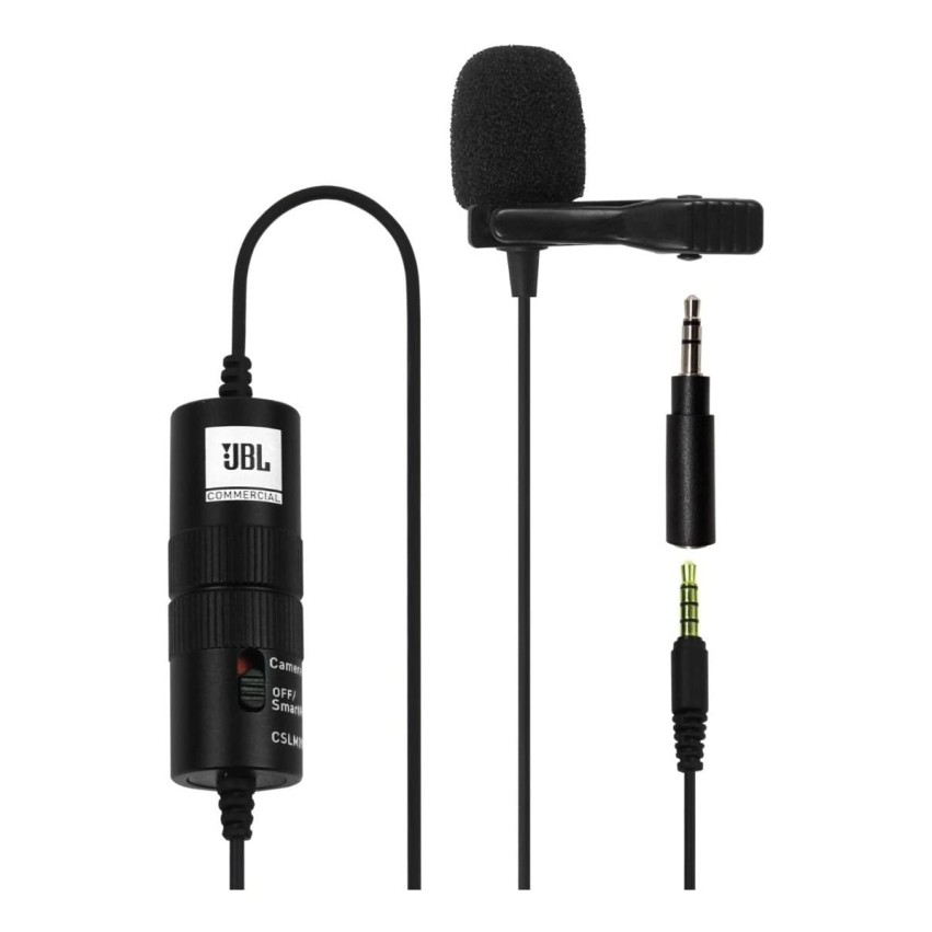 JBL Commercial CSLM20B Auxiliary Omnidirectional Lavalier Microphone with Battery for Content Creation,