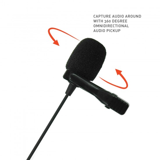 JBL Commercial CSLM20B Omnidirectional Lavalier Microphone with Battery for Content Creation, Voice over/Dubbing, Recording, black, small