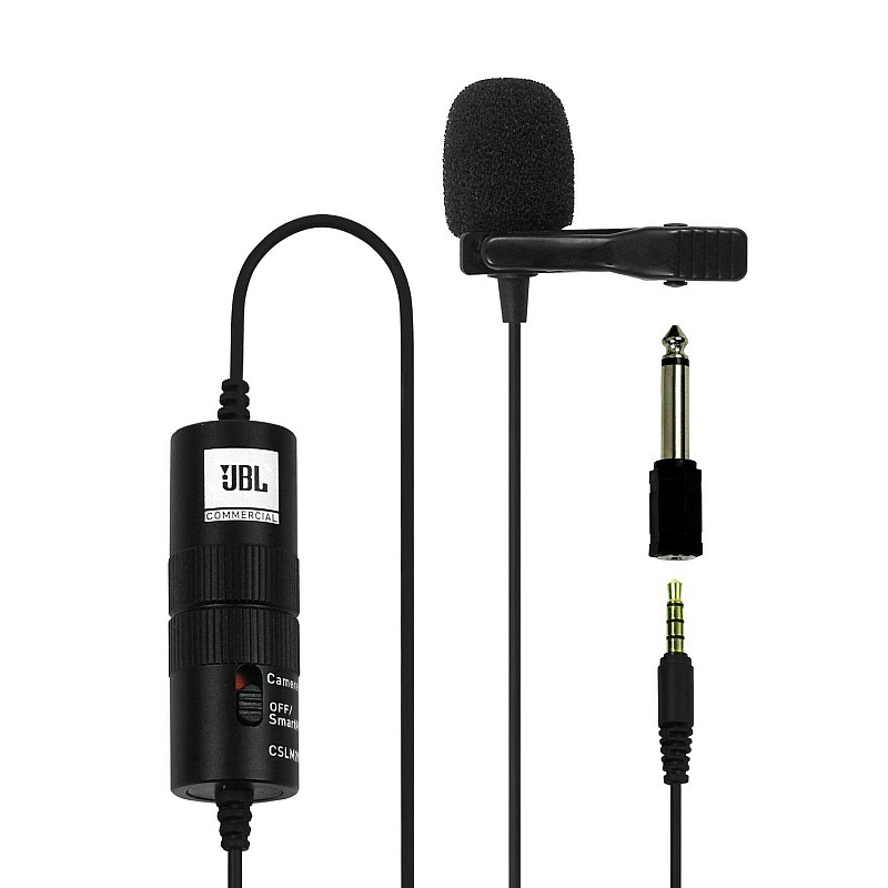 JBL Commercial CSLM20B Omnidirectional Lavalier Microphone with Battery for Content Creation, Voice over/Dubbing, Recording, black, small