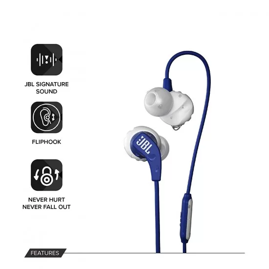 JBL Endurance Run Wired in Ear Earphones with Mic (Blue)