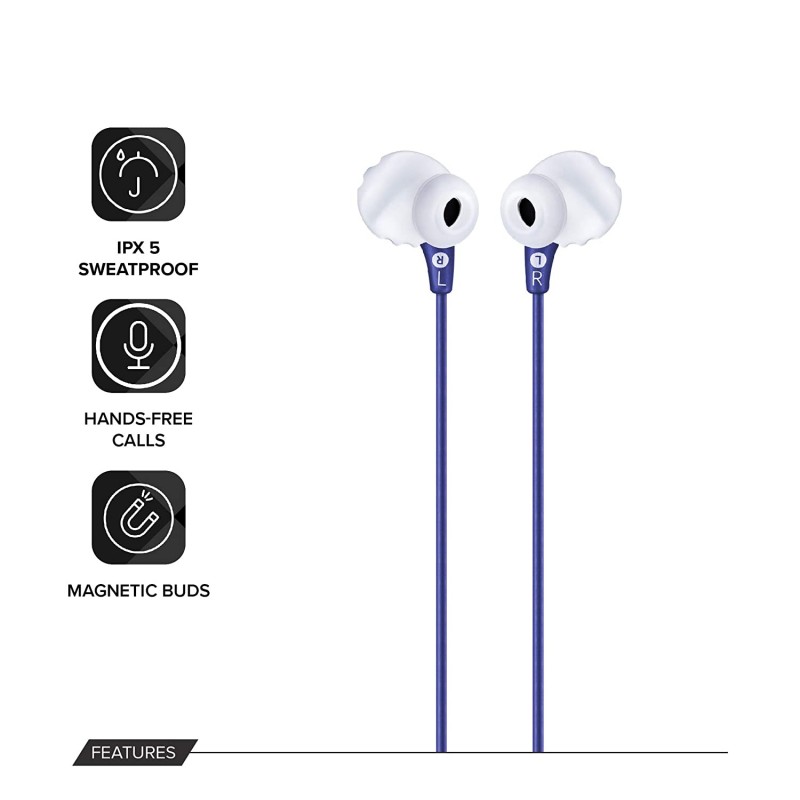 JBL Endurance Run Wired in Ear Earphones with Mic (Blue)