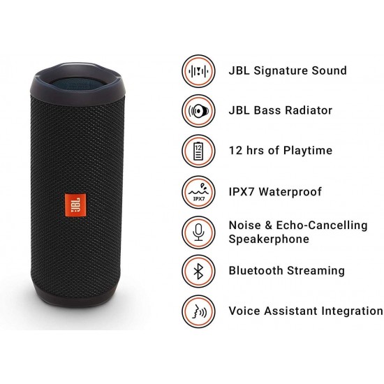 JBL FLIP 4 Wireless Portable Bluetooth Speaker (Black)