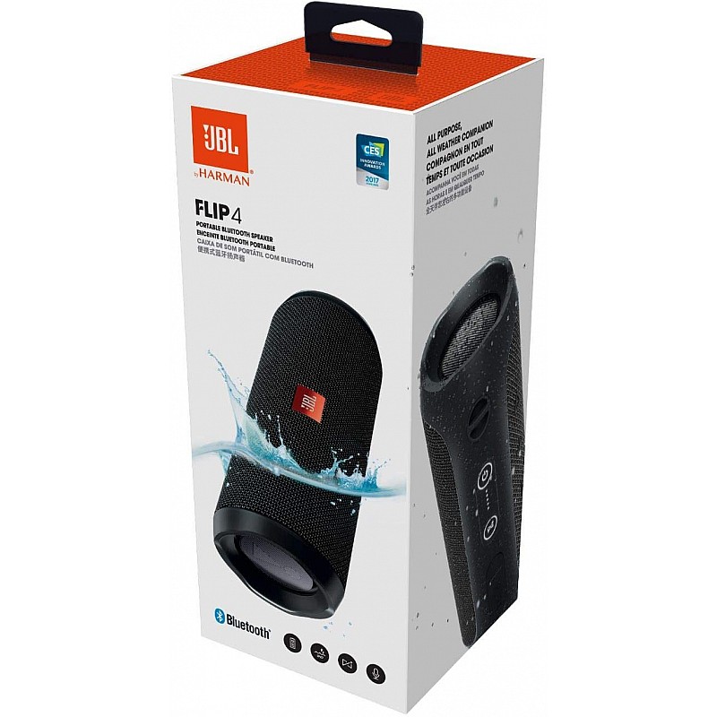 JBL FLIP 4 Wireless Portable Bluetooth Speaker (Black)