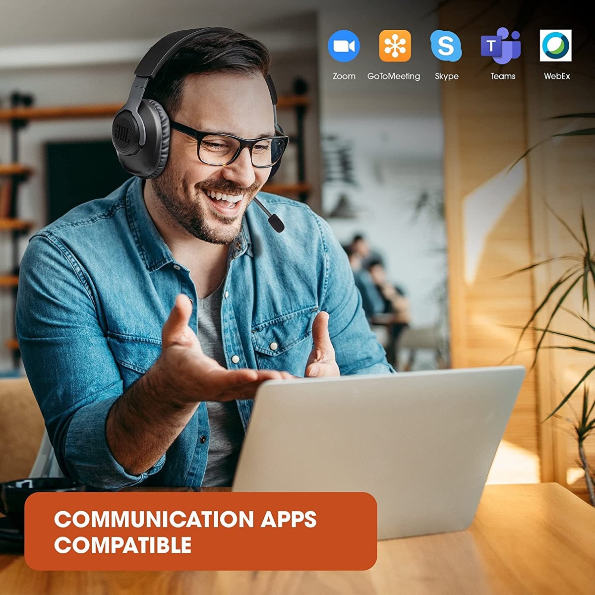 JBL Free WFH Wired Over Ear Headphones with mic for Work from Home Conference Calls