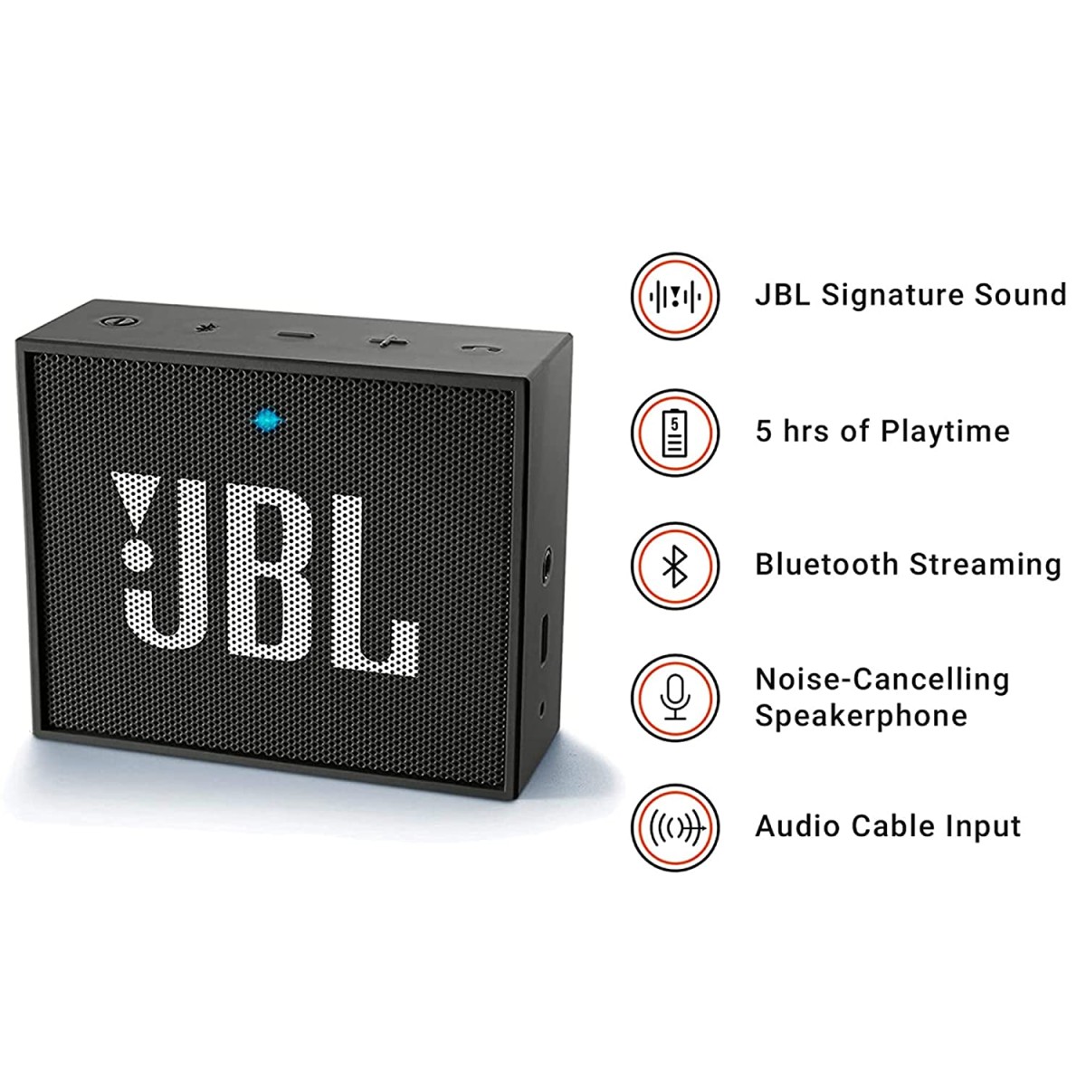 JBL Go Portable Wireless Bluetooth Speaker with Mic (Black)