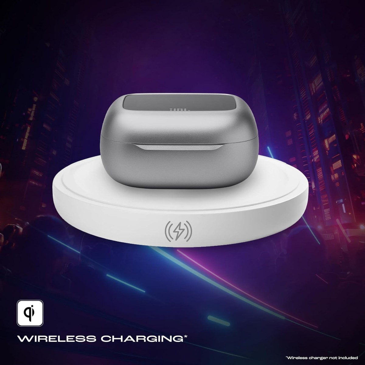 JBL Live Beam 3, Hi-Res Audio True ANC TWS Wireless Headphones, 48H Playtime, Wireless Charging, 6 Mic, Multipoint Connection, IP55 Proof, Headphones App, Personi-Fi 3.0 (Silver)