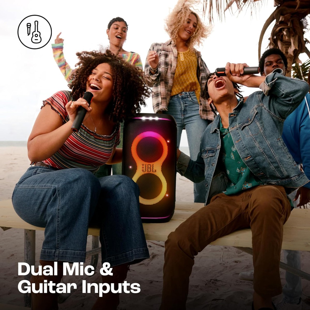 JBL Partybox 120 Wireless Bluetooth 160W Party Speaker, AI Sound Boost, Futuristic Light Show, Upto 12Hrs Playtime,Multispeaker Connection by Auracast, Guitar & Mic Input, Splashproof (Black) JBL Partybox 120 Wireless Bluetooth 160W Party Speaker, AI Sound Boost, Futuristic Light Show, Upto 12Hrs Playtime,Multispeaker Connection by Auracast, Guitar & Mic Input, Splashproof (Black)