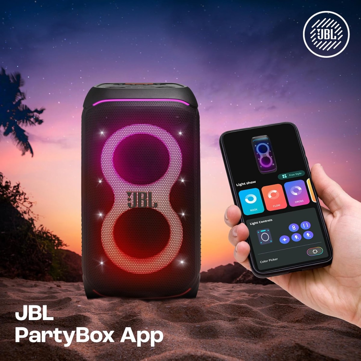 JBL Partybox 320, Portable Bluetooth 240W Party Speaker, AI Sound Boost, Futuristic Light Show, Multispeaker Connection by Auracast, Telescopic Handle & Wheels, Dual Guitar & Mic Inputs (Black) JBL Partybox 320, Portable Bluetooth 240W Party Speaker, AI Sound Boost, Futuristic Light Show, Multispeaker Connection by Auracast, Telescopic Handle & Wheels, Dual Guitar & Mic Inputs (Black)
