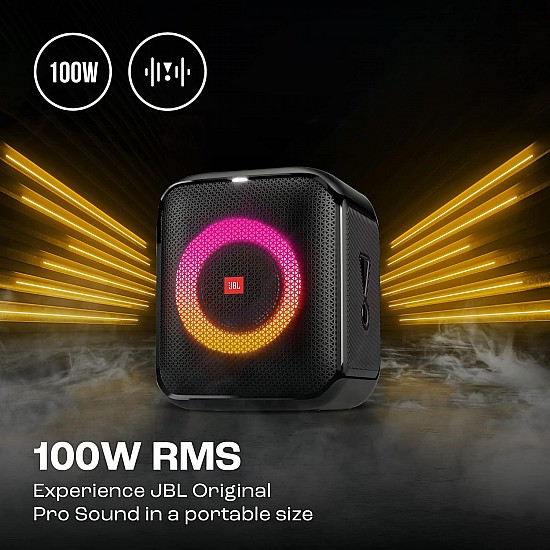 JBL Partybox Encore Essential | Portable Bluetooth Party Speaker | 100W Monstrous Pro Sound | Dynamic Light Show | Upto 6Hrs Playtime | Built-in Powerbank | Mic Support PartyBox App (Black)