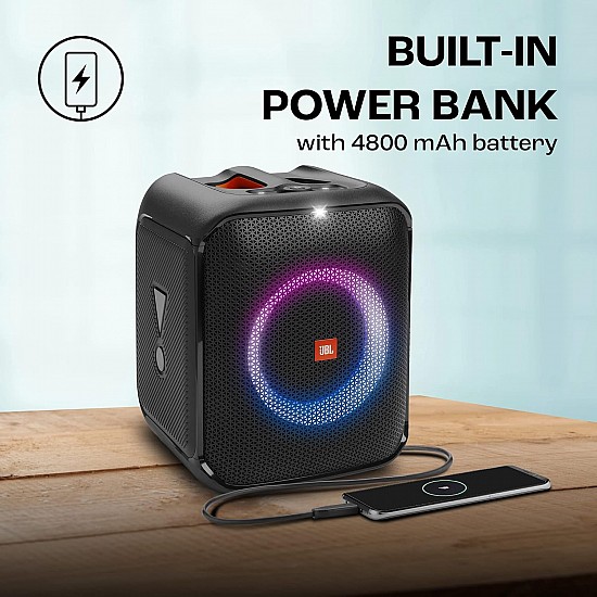 JBL Partybox Encore Essential | Portable Bluetooth Party Speaker | 100W Monstrous Pro Sound | Dynamic Light Show | Upto 6Hrs Playtime | Built-in Powerbank | Mic Support PartyBox App (Black)