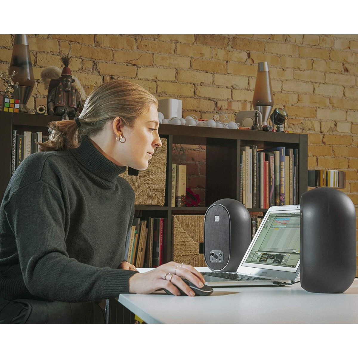 JBL Professional Series 104-BT Compact Desktop Reference Monitors with Bluetooth, Speaker Black