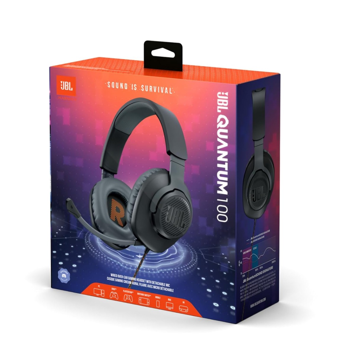 JBL Quantum 100 Wired Over Ear Gaming Headphones without Mic