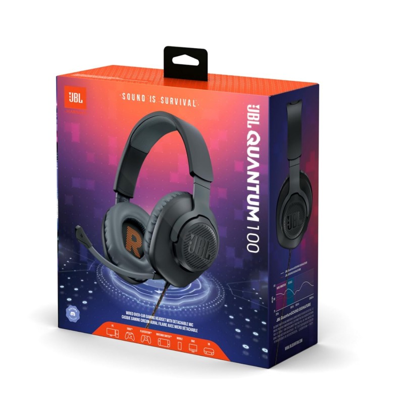 JBL Quantum 100 Wired Over Ear Gaming Headphones without Mic JBL Quantum 100 Wired Over Ear Gaming Headphones without Mic