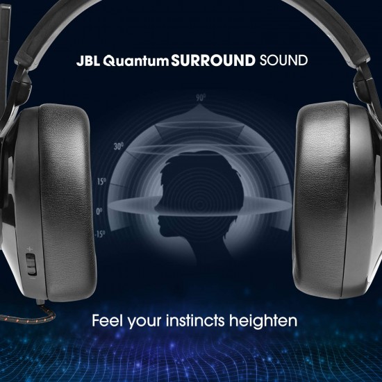 JBL Quantum 300, Wired Over Ear Gaming Headphones with Flip-up Boom Mic  (Black)