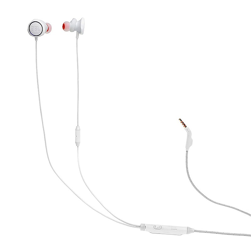 JBL Quantum 50 by Harman Wired in-Ear Gaming Headphone with Twist Lock Technology, Inline Voice Focus Microphone and Master Volume Slider (White)