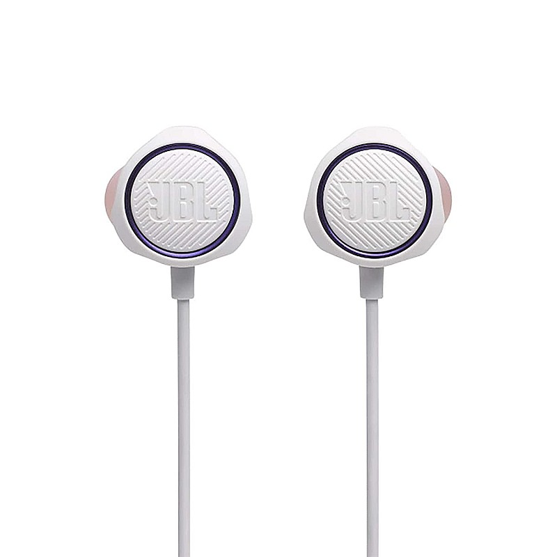 JBL Quantum 50 by Harman Wired in-Ear Gaming Headphone with Twist Lock Technology, Inline Voice Focus Microphone and Master Volume Slider (White)