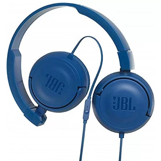 JBL T450 by Harman Extra Bass On-Ear Headphones with Mic (Blue)