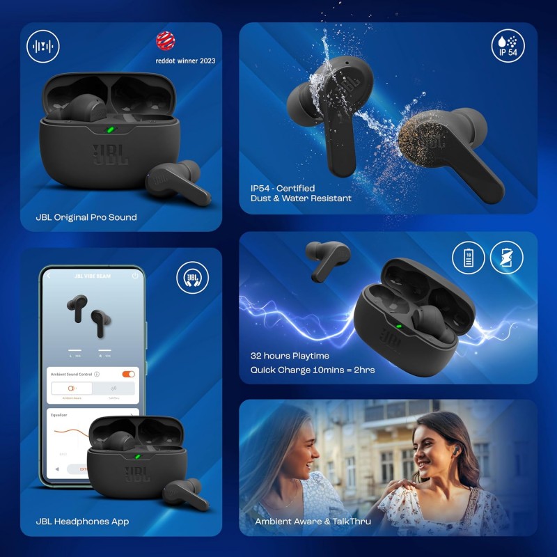 JBL Wave Beam in-Ear Wireless Earbuds (TWS) with Mic,App for Customized Extra Bass Eq,32 Hours Battery&Quick Charge,Ip54 Water&Dust Resistance,Ambient Aware&Talk-Thru,Google Fastpair (Mint) JBL Wave Beam in-Ear Wireless Earbuds (TWS) with Mic,App for Customized Extra Bass Eq,32 Hours Battery&Quick Charge,Ip54 Water&Dust Resistance,Ambient Aware&Talk-Thru,Google Fastpair (Mint)