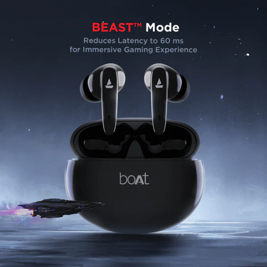boAt Airdopes 183 Wireless Earbuds with 10mm Driver, Up to 90 min Playback (Space Black)