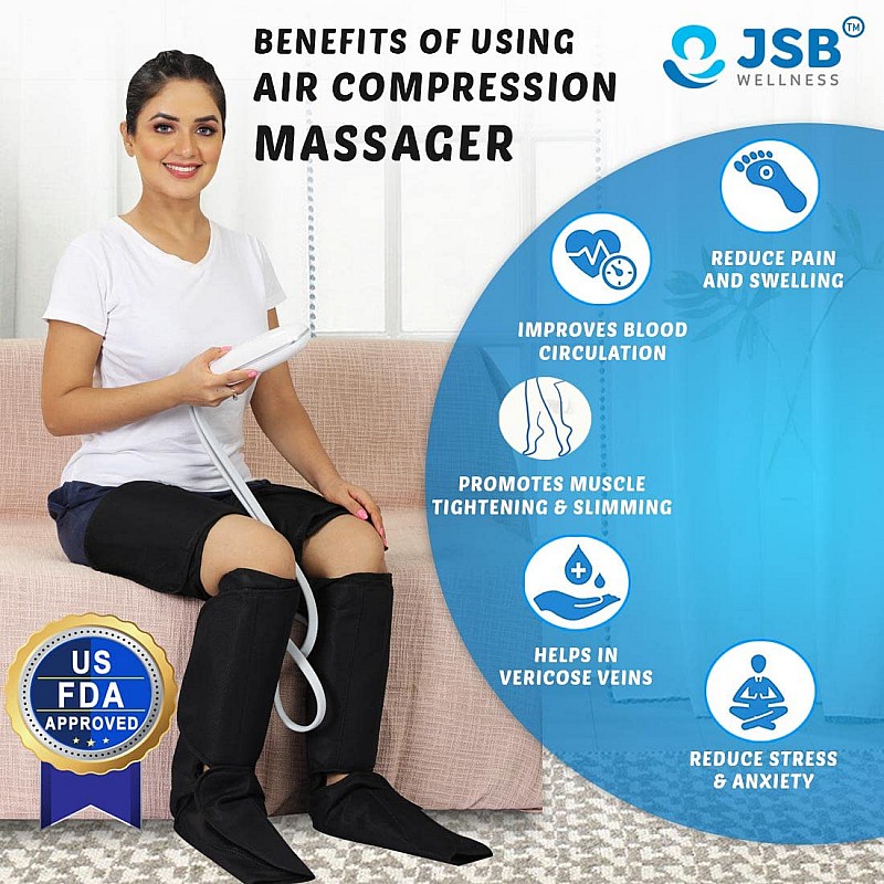 JSB HF166 Air Compression Leg Massager for Foot, Calf, Thighs & Arms Pain Relief