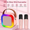 Airtree Mini Karaoke Machine for Kids Gifts Adults (Cute Little & Portable) Bluetooth Speaker with 2 Wireless Microphones Birthday Gifts for Girls 3-12 Years Old Toddler (Beige K-12 Double MIC)