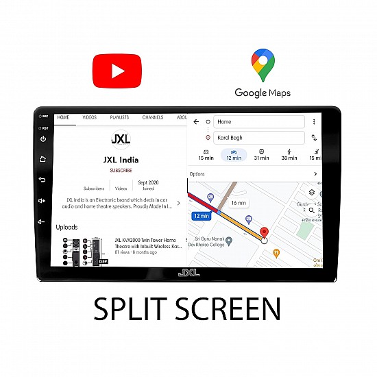 JXL 9 Inch Car Andriod Double Din Player 2GB/32GB Quad Core Processor1280P HD Screen, Latest Android Version 12 BT 5.0, Wi-Fi, GPS, USB 2.0, Navigation 2GB/32GB