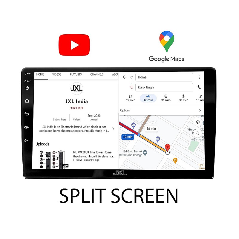 JXL 9 Inch Car Andriod Double Din Player 2GB/32GB Quad Core Processor1280P HD Screen, Latest Android Version 12 BT 5.0, Wi-Fi, GPS, USB 2.0, Navigation 2GB/32GB