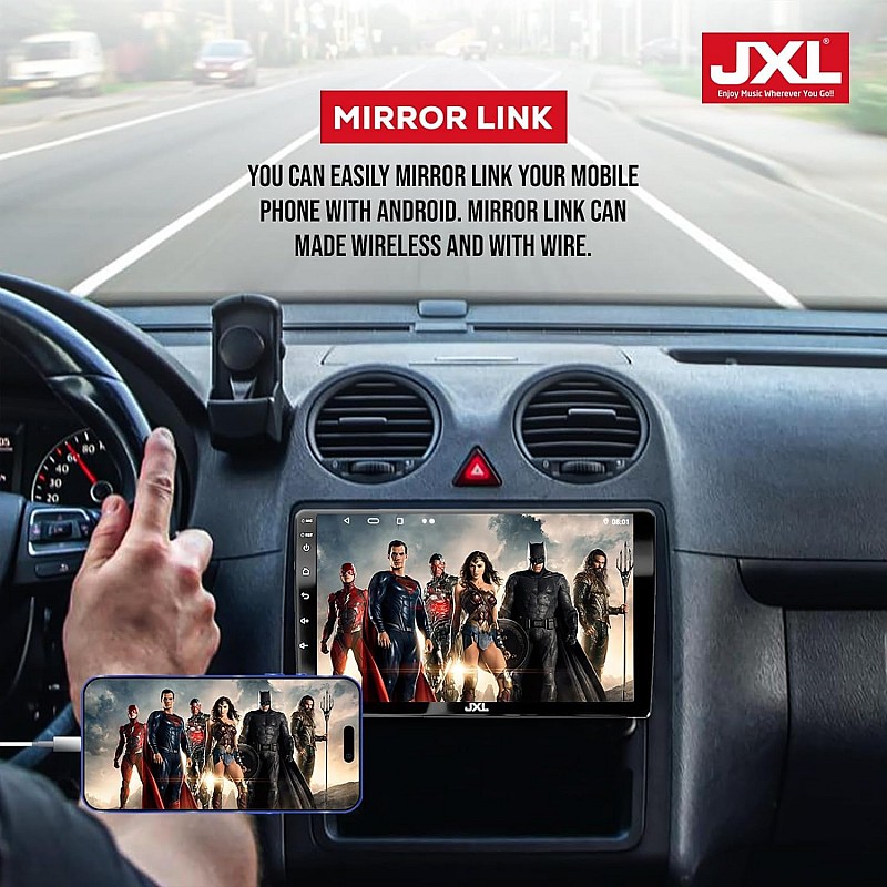 JXL 9 Inch Car Android Double Din Player 2GB/32GB Capacitive Touch Screen Quad Core Proceessor 1080P HD Screen, Latest Android Version 10.1 BT 5.0, Wi-Fi, GPS, USB 2.0, Navigation 2GB/32GB