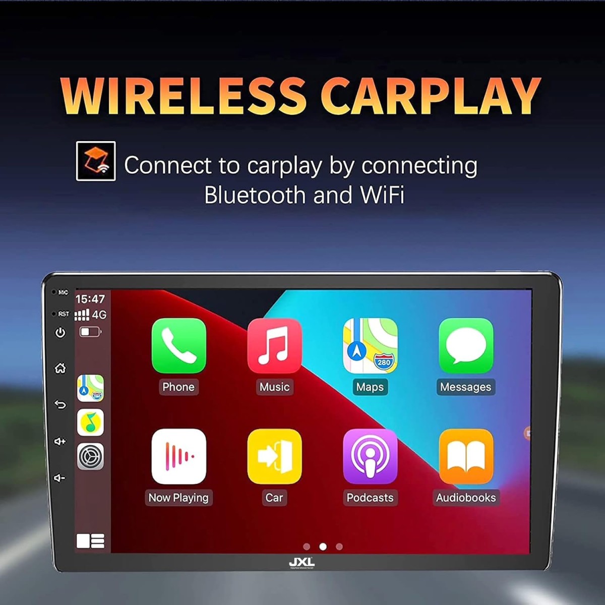 JXL 9 Inch HD 1280P Car Android Stereo with MTK Processor Wireless Android Auto and Wireless Apple Car Play Gorilla Glass IPS Display Flashing 4GB RAM 32GB ROM