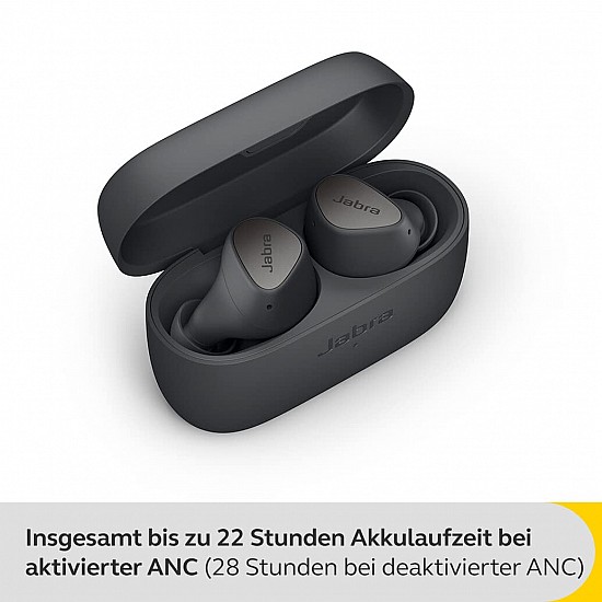 Jabra Elite 4 Wireless Earbuds, Active Noise Cancelling, Comfortable Bluetooth Earphones with Spotify Tap Playback, Google Fast Pair, Microsoft Swift Pair and Dual Pairing - Dark Grey