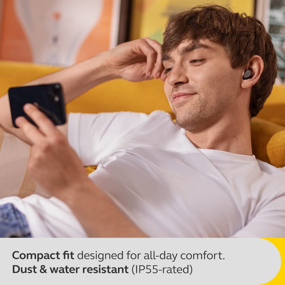 Jabra Elite 5 True Wireless in-Ear Bluetooth Earbuds - Hybrid Active Noise Cancellation (ANC), 6 Built-in Microphones for Clear Calls, Small Ergonomic Fit and 6mm Speakers