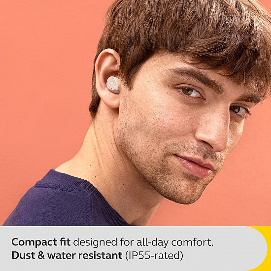 Jabra Elite 5 True Wireless in Ear Bluetooth Earbuds with Active Noise Cancellation, 6 Built-in Microphones for Clear Calls, Dual Pairing & Microsoft Swift Pair for Windows Devices - Gold Beige